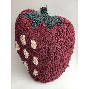Tufted Strawberry Shaped Throw Pillow Cottagecore 14" x 11"